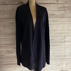 Eileen Fisher Women’s Navy Blue Long Sleeves Open Knit Cardigan Size 2X